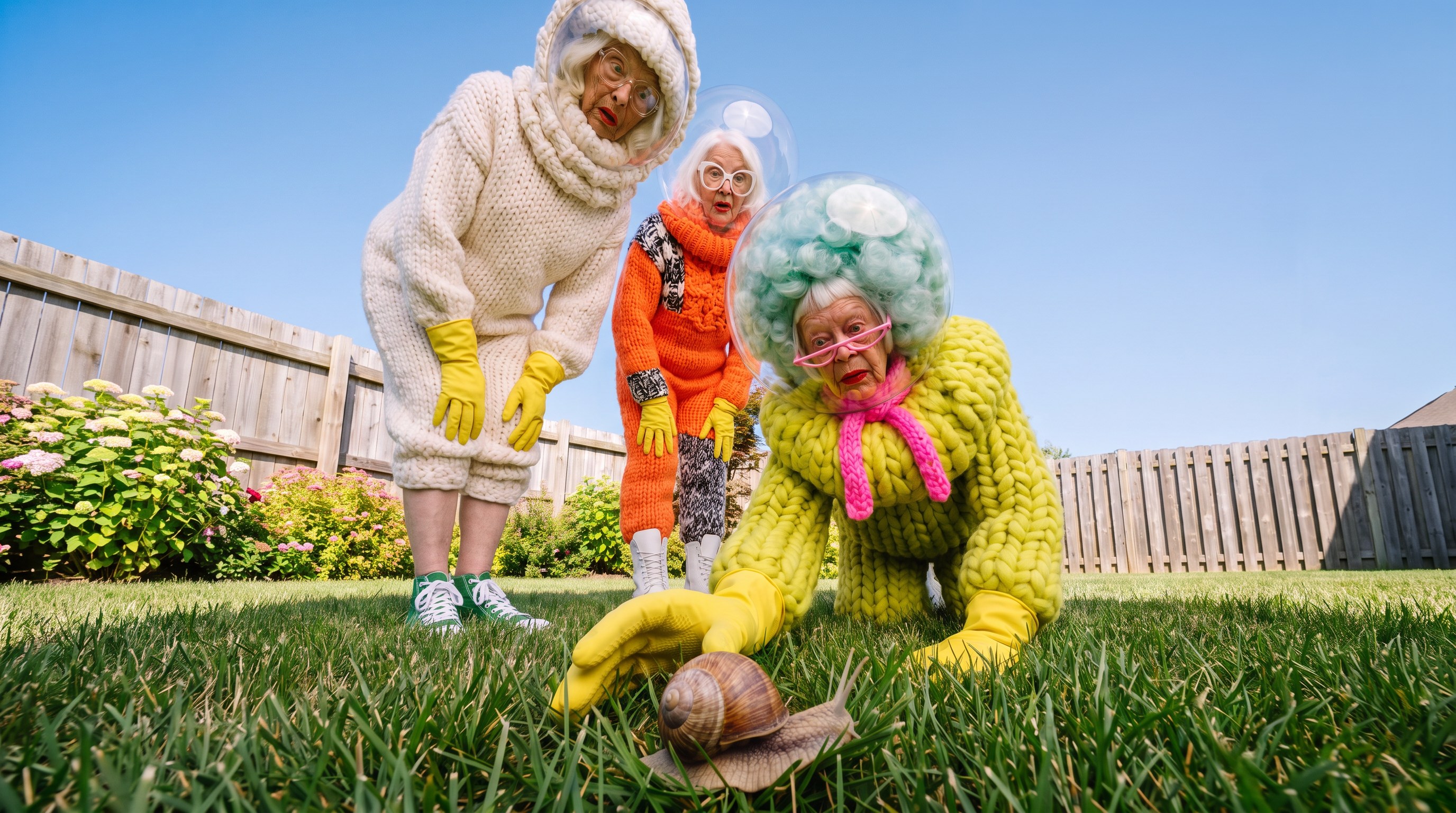 First Contact — three women on a backyard field survey
